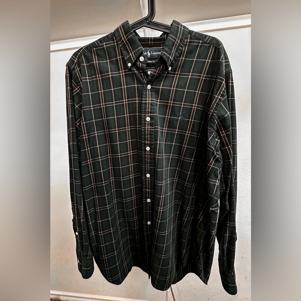 Ralph Lauren Long Sleeve Button Up - Green w/ Design